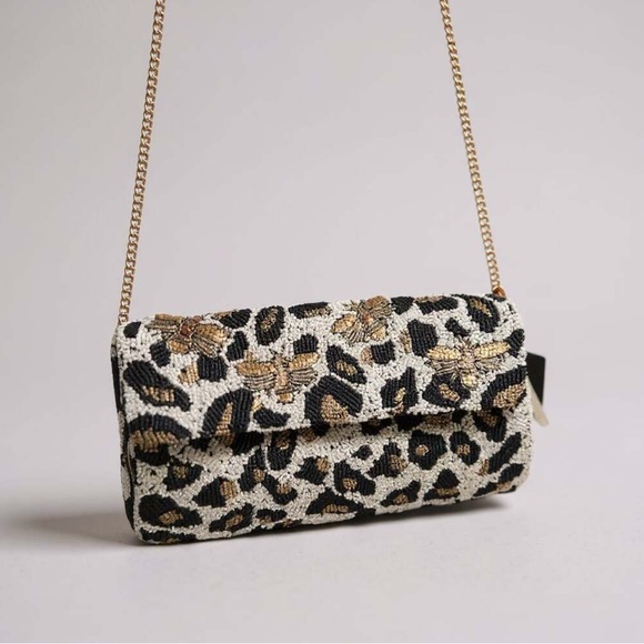 NEW Leopard Beaded Bee Shoulder Bag VIRAL - Picture 1 of 4